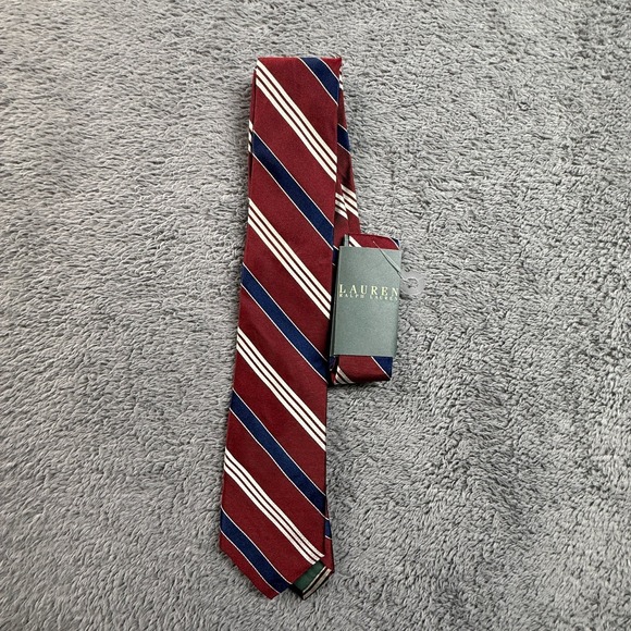 Lauren Ralph Lauren Other - Lauren Ralph Lauren Men's Silk Tie Red Blue White Striped Hand Made NWT